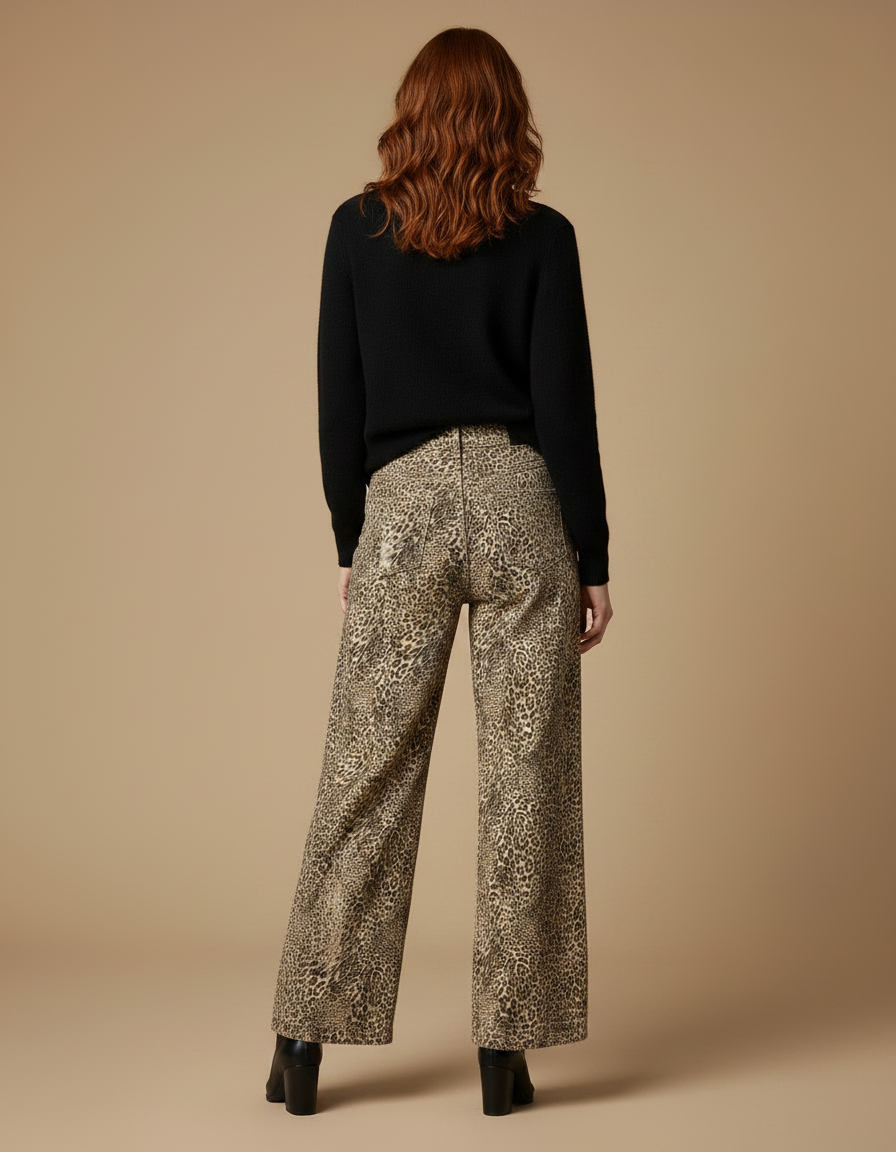 Pantalon Fluide Imprimé Leopard - Toile - vue 2