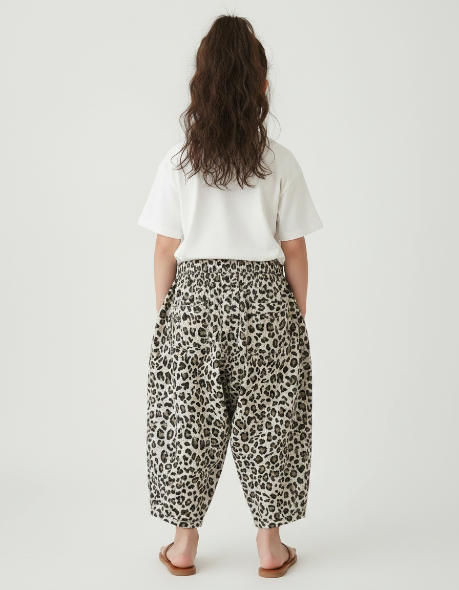Pantalon Carotte Leopard - Imprimé Coton - vue 2