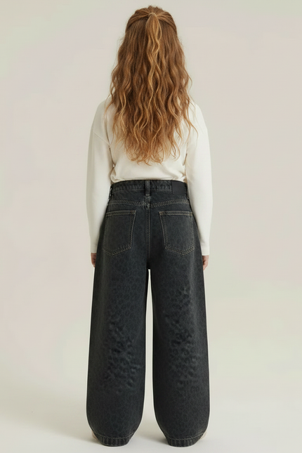 Pantalon Léopard Gris Ample Imprimé Fille - Jean - vue 2