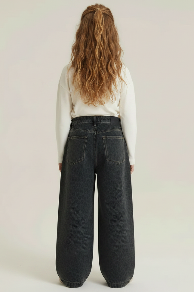 Pantalon Léopard Gris Ample Imprimé Fille - Jean - vue 2