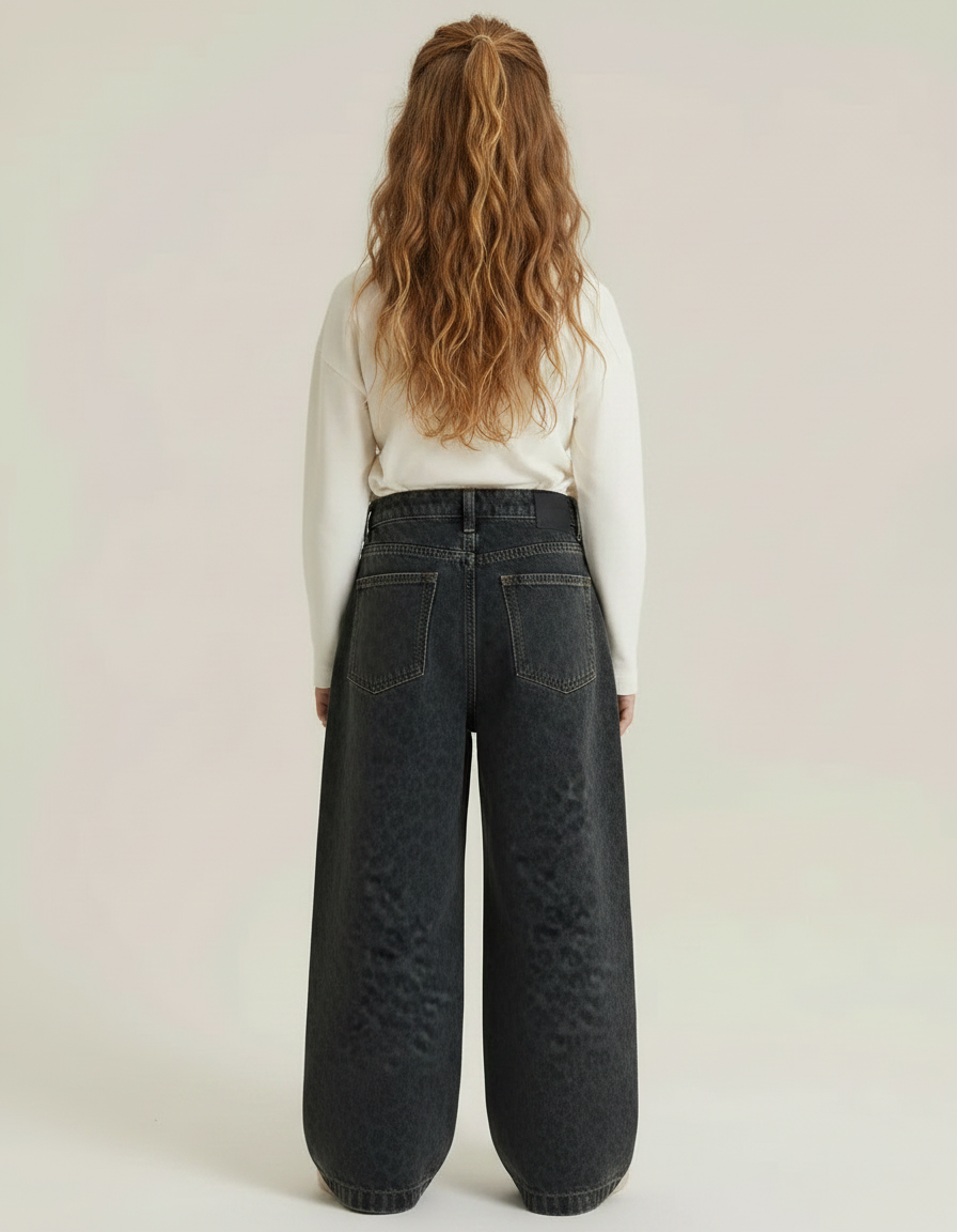 Pantalon Léopard Gris Ample Imprimé Fille - Jean - vue 2