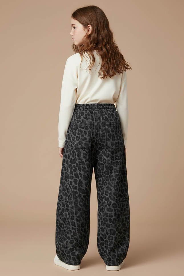 Pantalon Léopard Gris Ample Molletonné Enfant - vue 2
