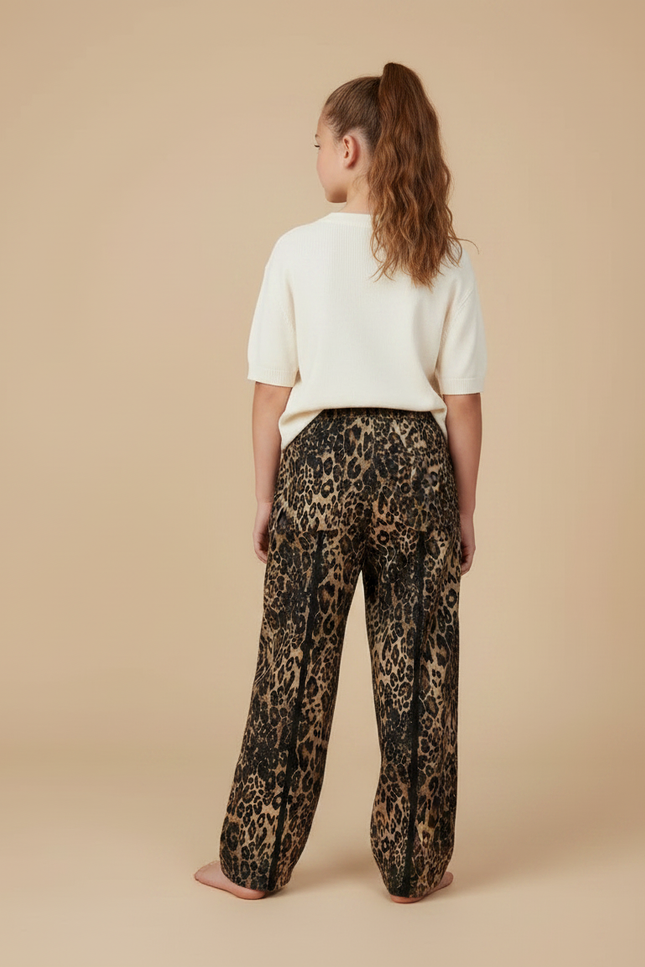 Pantalon Léopard Ample Imprimé Marron Décontracté Fille - Viscose - vue 2