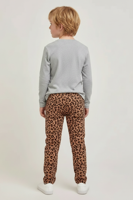 Pantalon Léopard Marron Imprimé Enfant Slim Coton - vue 2