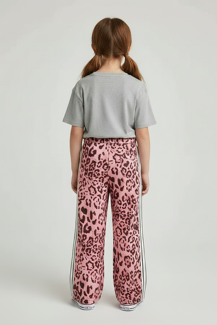 Pantalon Léopard Rose Ample Imprimé Sport Décontracté - Molleton - vue 2