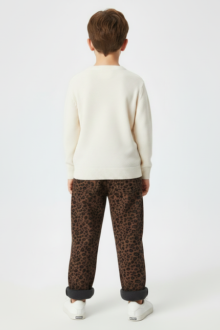 Pantalon Léopard Marron Ample Imprimé Hiver Enfant - Molleton - vue 2