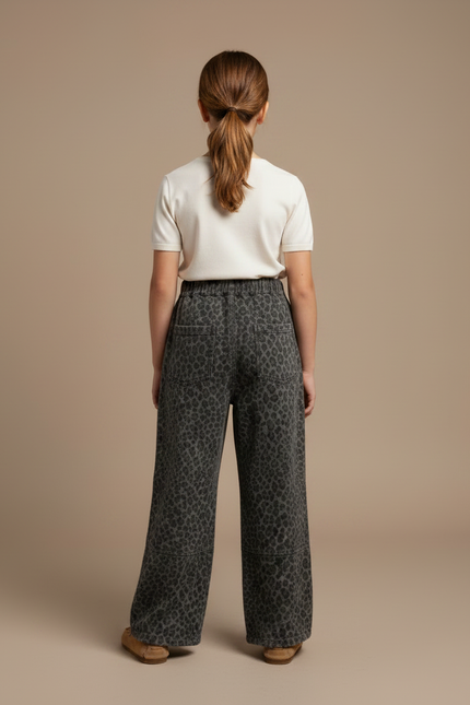 Pantalon Léopard Gris Ample Décontracté Enfant - Molleton - vue 2