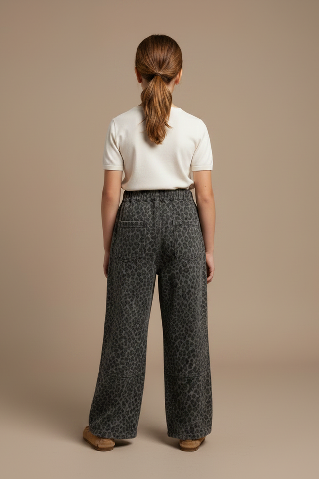 Pantalon Léopard Gris Ample Décontracté Enfant - Molleton - vue 2