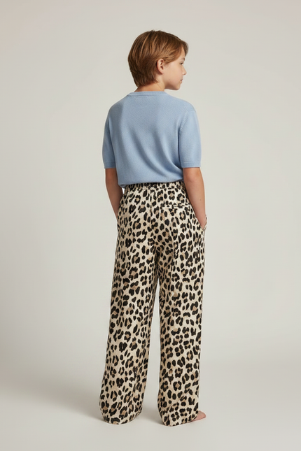 Pantalon Léopard Ample Imprimé Beige Fluide Enfant - Viscose - vue 2