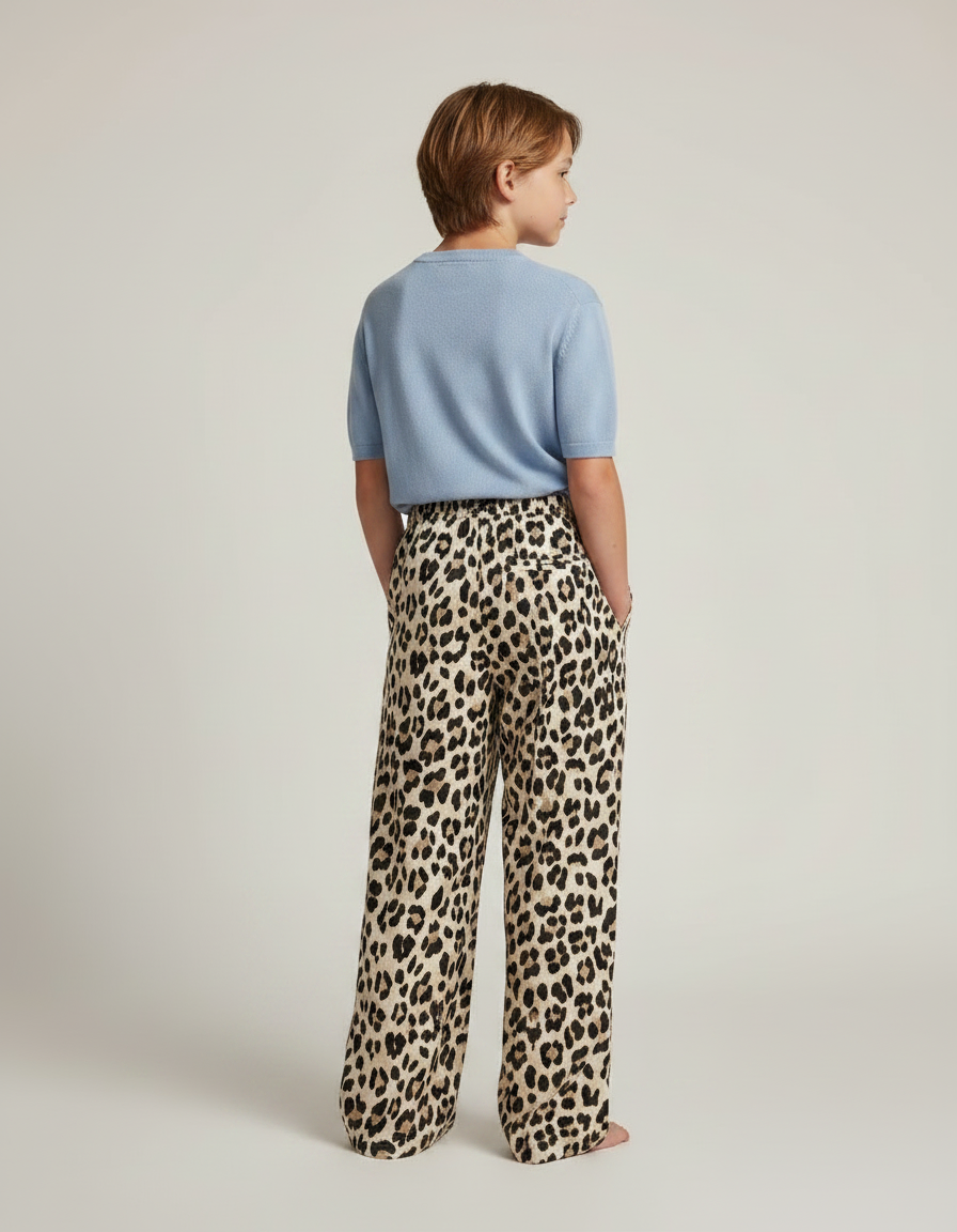 Pantalon Léopard Ample Imprimé Beige Fluide Enfant - Viscose - vue 2