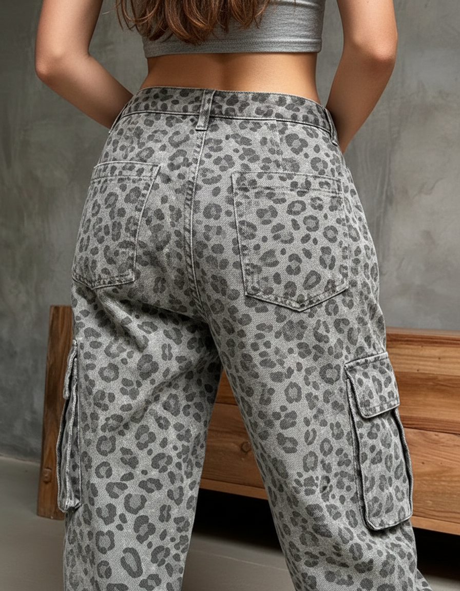 Pantalon Cargo Leopard Femme - Imprimé Jean