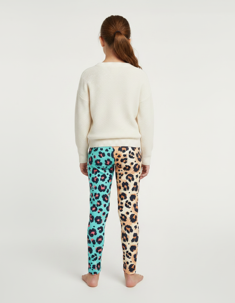 Pantalon Léopard Fille Slim Imprimé Multicolore Ajusté - Maille - vue 2