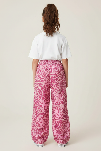 Pantalon Léopard Rose Ample Imprimé Fille Décontracté - Viscose - vue 2