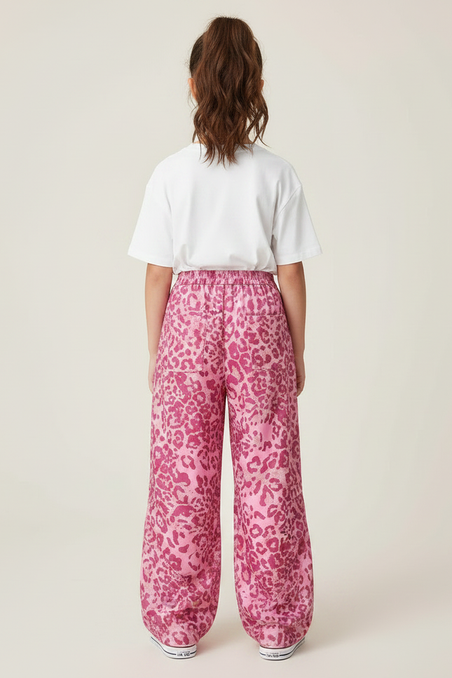 Pantalon Léopard Rose Ample Imprimé Fille Décontracté - Viscose - vue 2