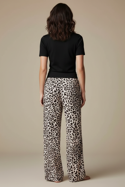 Pantalon Léopard Fluide Ample Imprimé Femme Décontracté - Viscose - vue 2