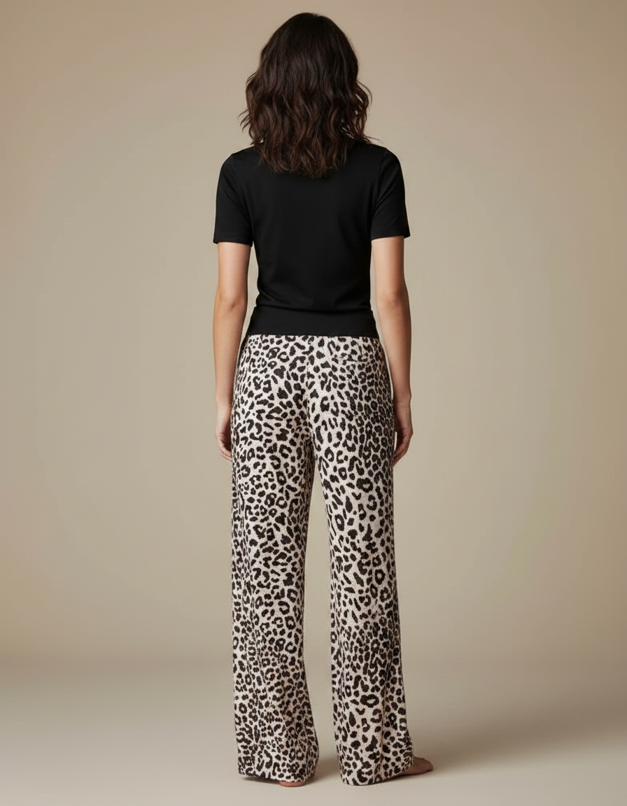 Pantalon Léopard Fluide Ample Imprimé Femme Décontracté - Viscose - vue 2