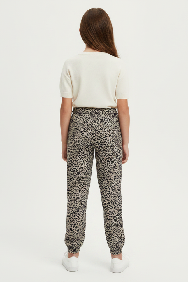 Pantalon Léopard Ample Imprimé Gris Décontracté Fille - Viscose - vue 2
