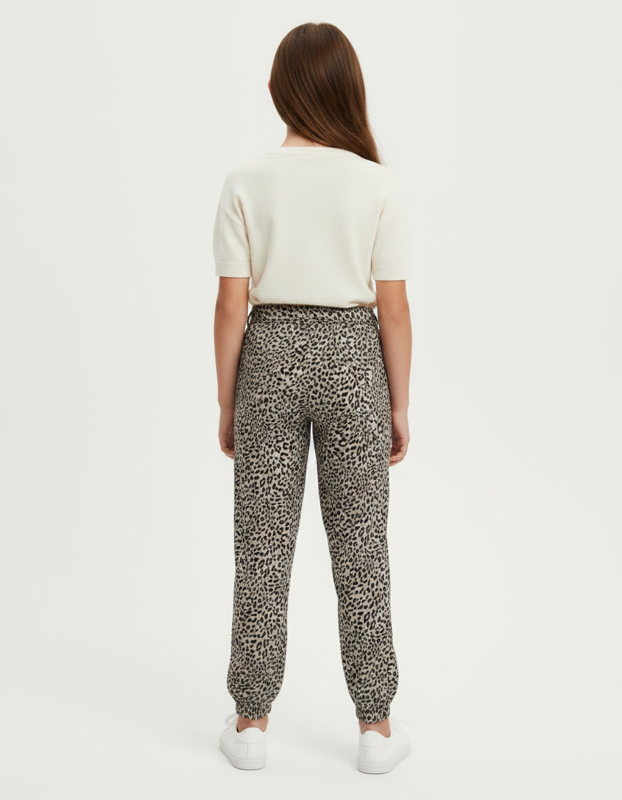 Pantalon Léopard Ample Imprimé Gris Décontracté Fille - Viscose - vue 2