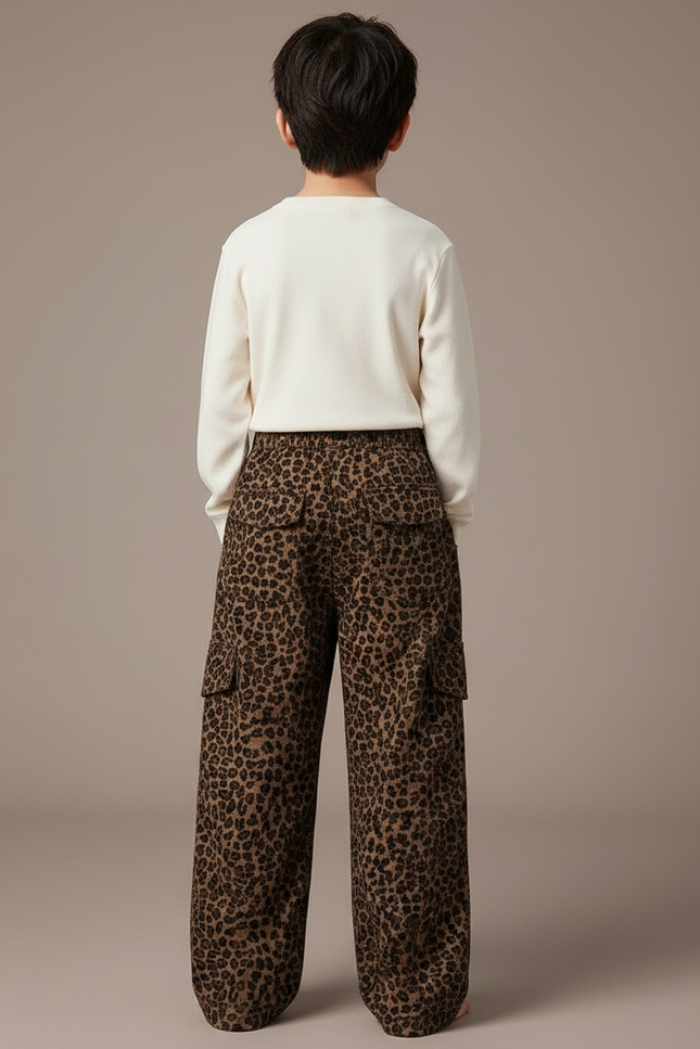 Pantalon Léopard Cargo Ample Marron Imprimé Enfants - Velours - vue 2