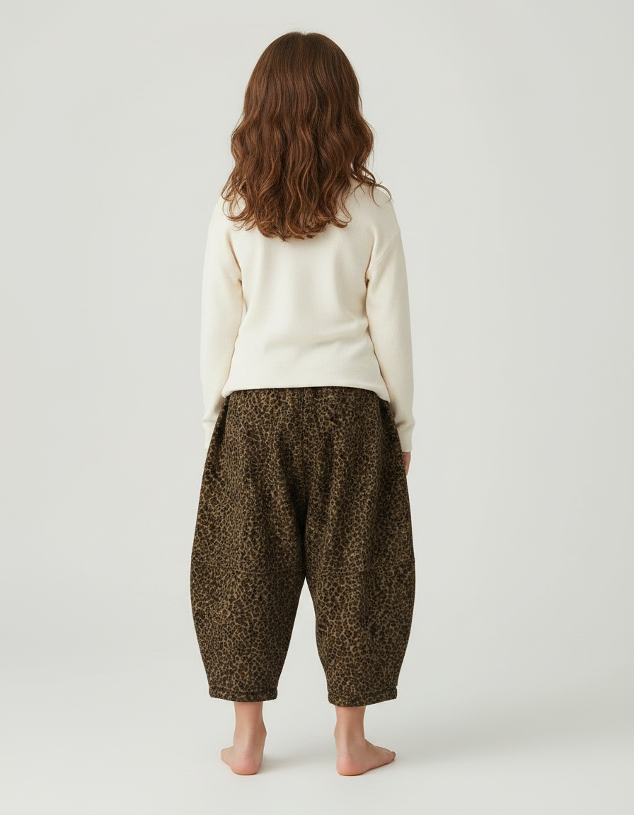 Pantalon Léopard Marron Ample Molletonné Enfant - vue 2