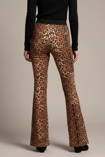 Pantalon Léopard Évasé Taille Haute Imprimé Femme - Velours - vue 2