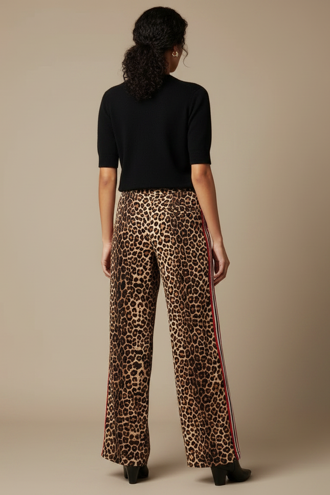 Pantalon Léopard Fluide Imprimé Rayures Latérales Femme - Viscose - vue 2