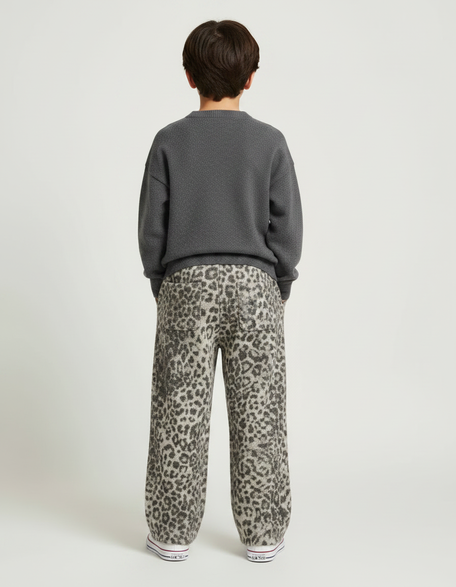 Pantalon Léopard Enfant Molleton Chaud Ample Hiver - Imprimé - vue 2