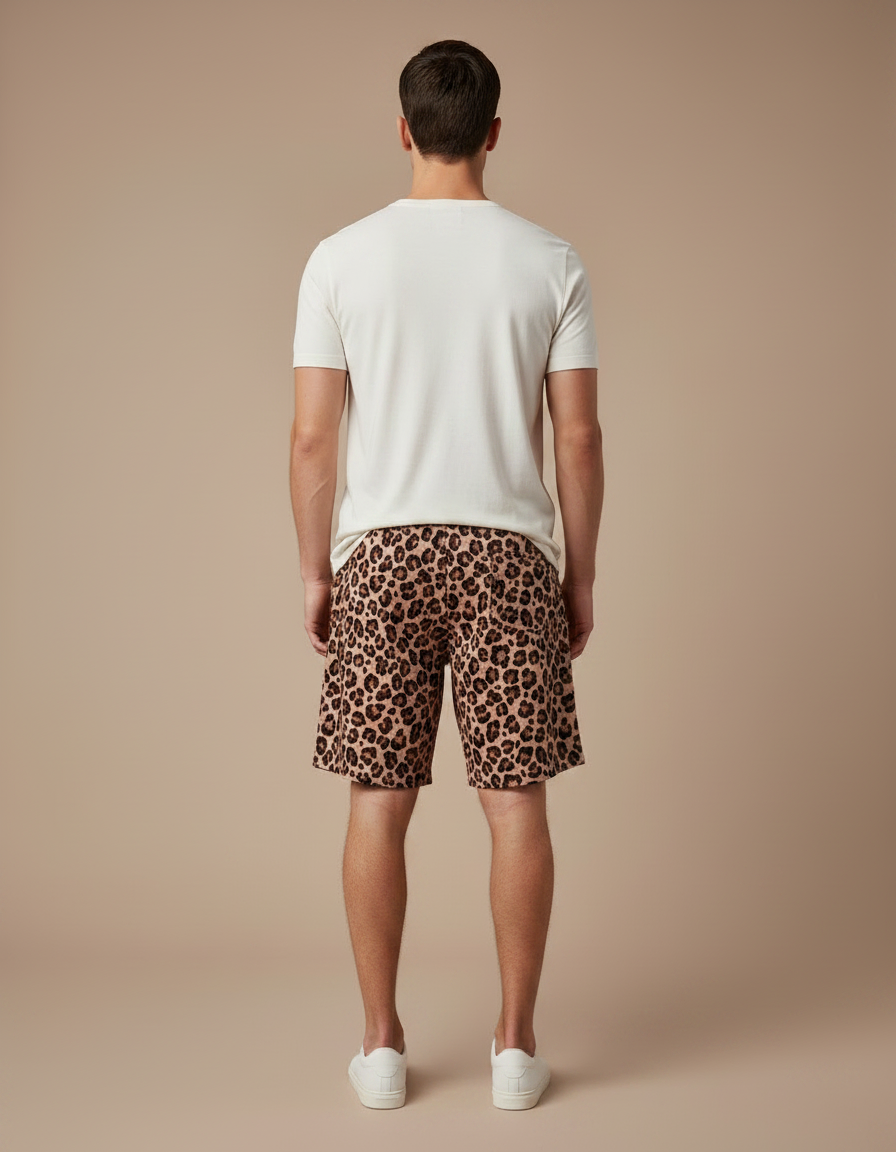 Pantalon Léopard Homme Imprimé Court Décontracté Coton - Molleton - vue 2