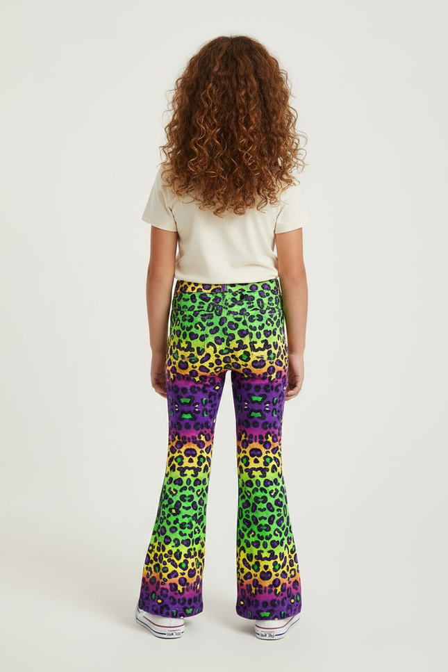 Pantalon Léopard Évasé Multicolore Imprimé Fille - Polyester - vue 2