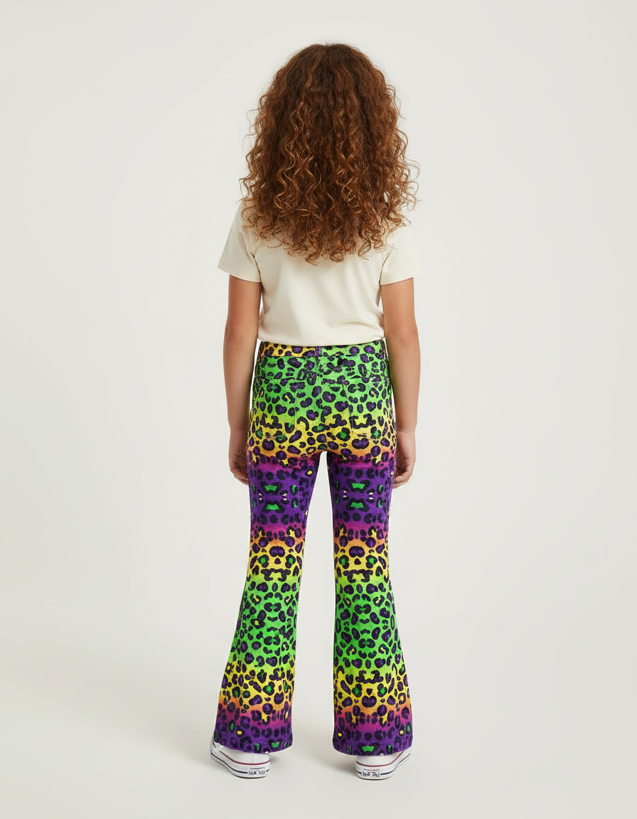 Pantalon Léopard Évasé Multicolore Imprimé Fille - Polyester - vue 2