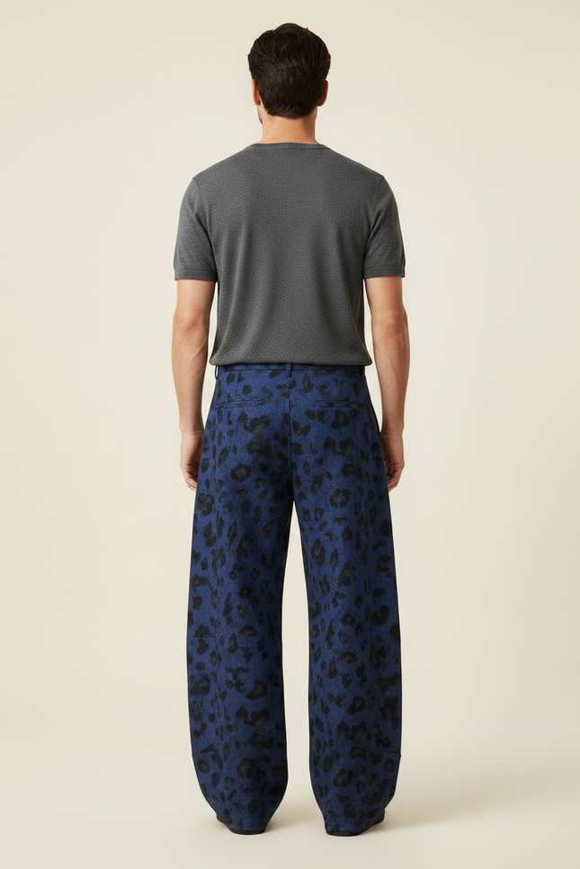 Pantalon Leopard Bleu - Coton - vue 2
