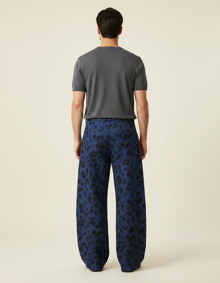 Pantalon Leopard Bleu - Coton - vue 2