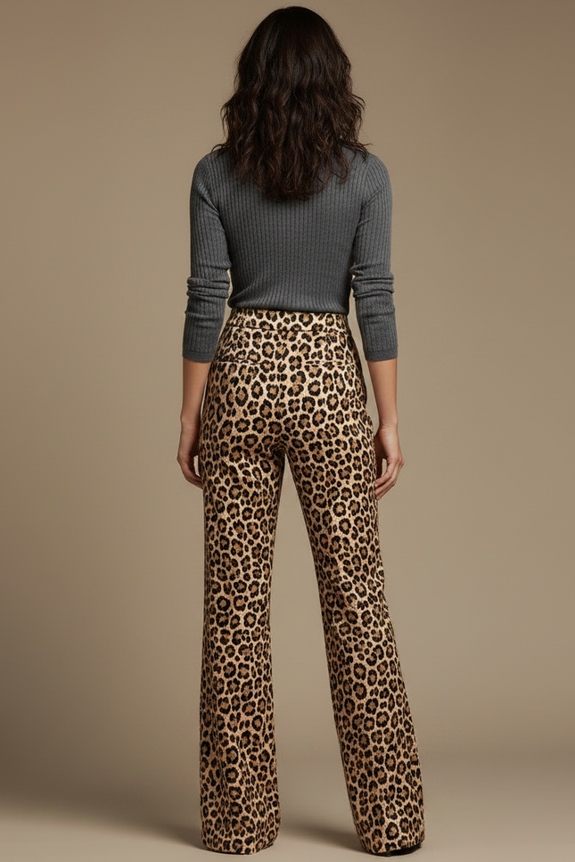 Pantalon Léopard Taille Haute Fluide Ample Chic - Imprimé Viscose - vue 2