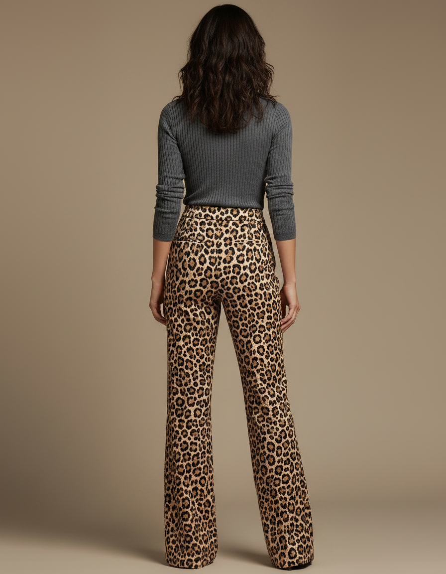 Pantalon Léopard Taille Haute Fluide Ample Chic - Imprimé Viscose - vue 2