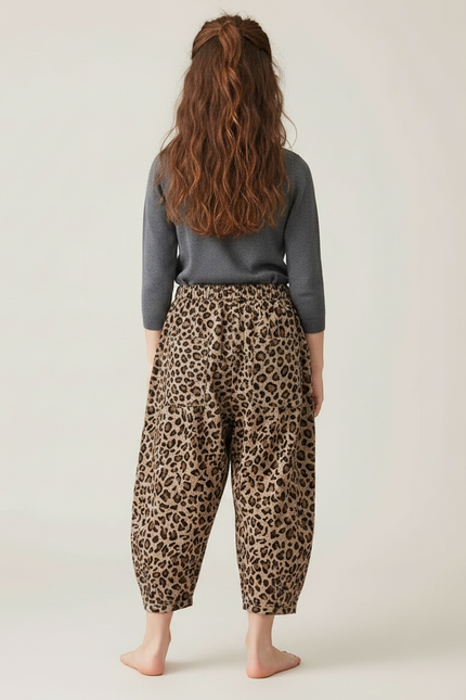 Pantalon Léopard Ample Imprimé Marron Enfant - Coton - vue 2