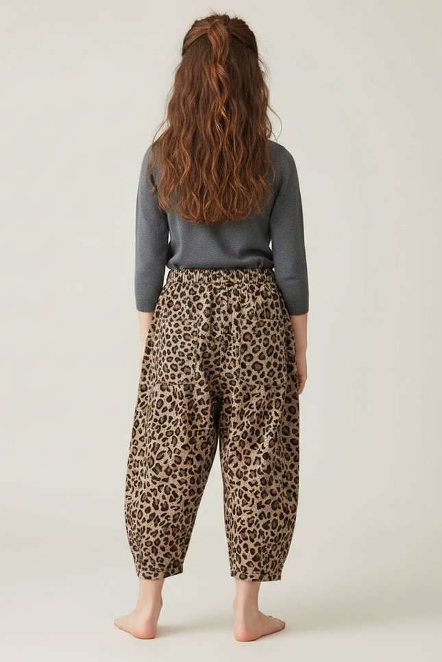 Pantalon Léopard Ample Imprimé Marron Enfant - Coton - vue 2