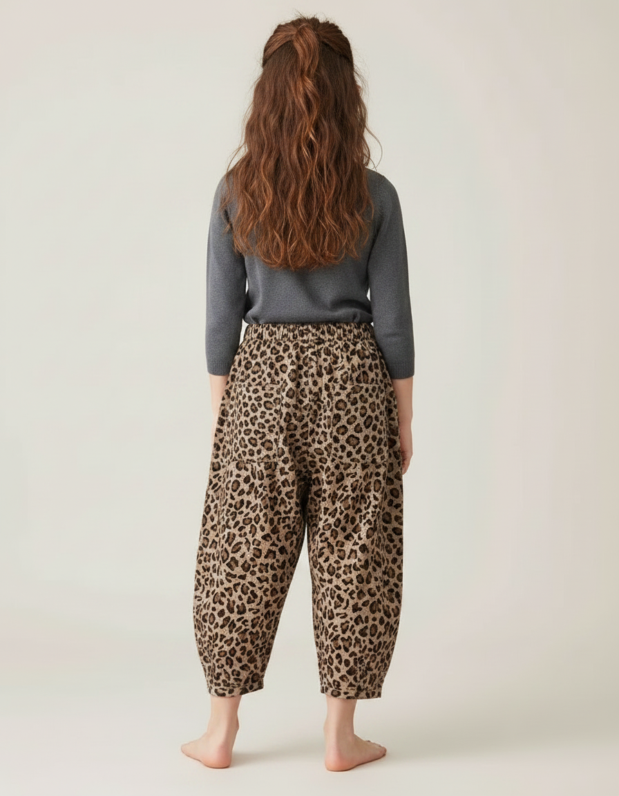 Pantalon Léopard Ample Imprimé Marron Enfant - Coton - vue 2