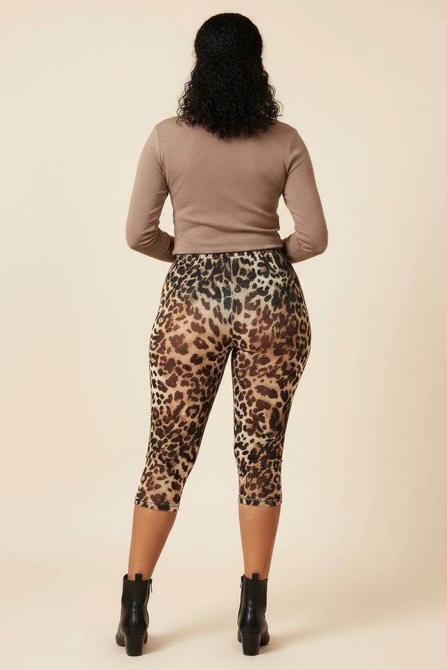 Pantalon Léopard Court Moulant Élastique Imprimé Y2K - Maille - vue 2