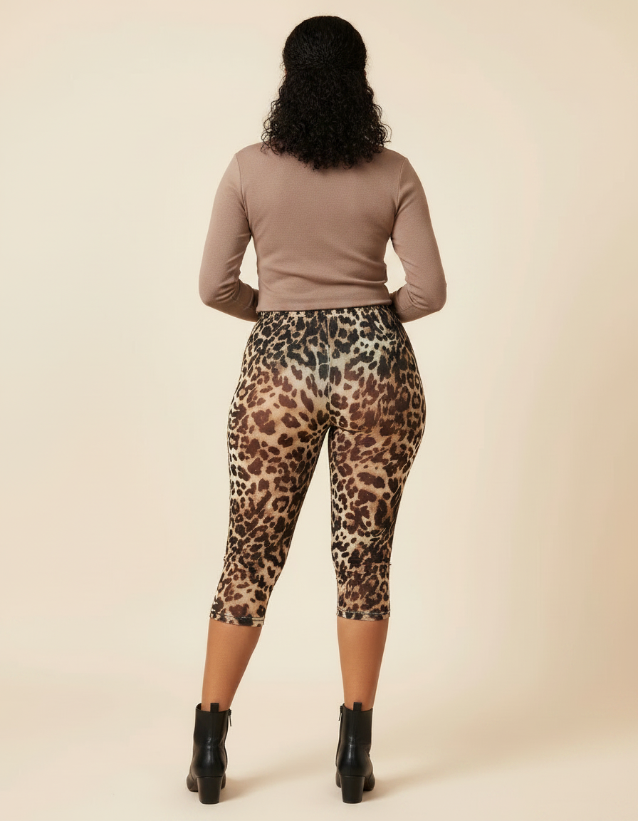 Pantalon Léopard Court Moulant Élastique Imprimé Y2K - Maille - vue 2
