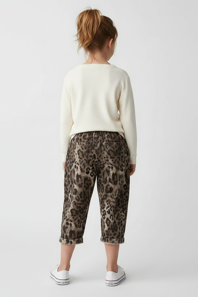 Pantalon Léopard Ample Marron Coton Enfant - Molleton - vue 2