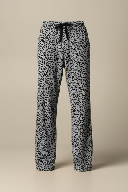 Pantalon Léopard Gris Ample Polaire Doux Décontracté - Molleton - vue 3