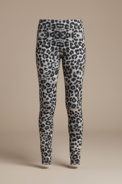 Pantalon Léopard Imprimé Gris Slim Élastique Confortable - Molleton - vue 3