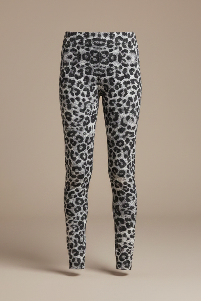 Pantalon Léopard Imprimé Gris Slim Élastique Confortable - Molleton - vue 3