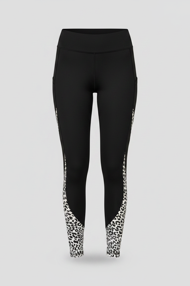 Pantalon Léopard Noir Blanc Imprimé Moulant Sport Femme - Polyester - vue 3