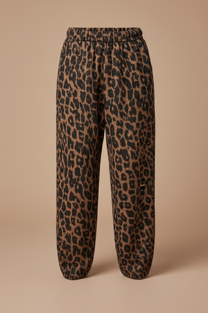 Pantalon Léopard Marron Ample Imprimé Enfant Coton - Molleton - vue 3