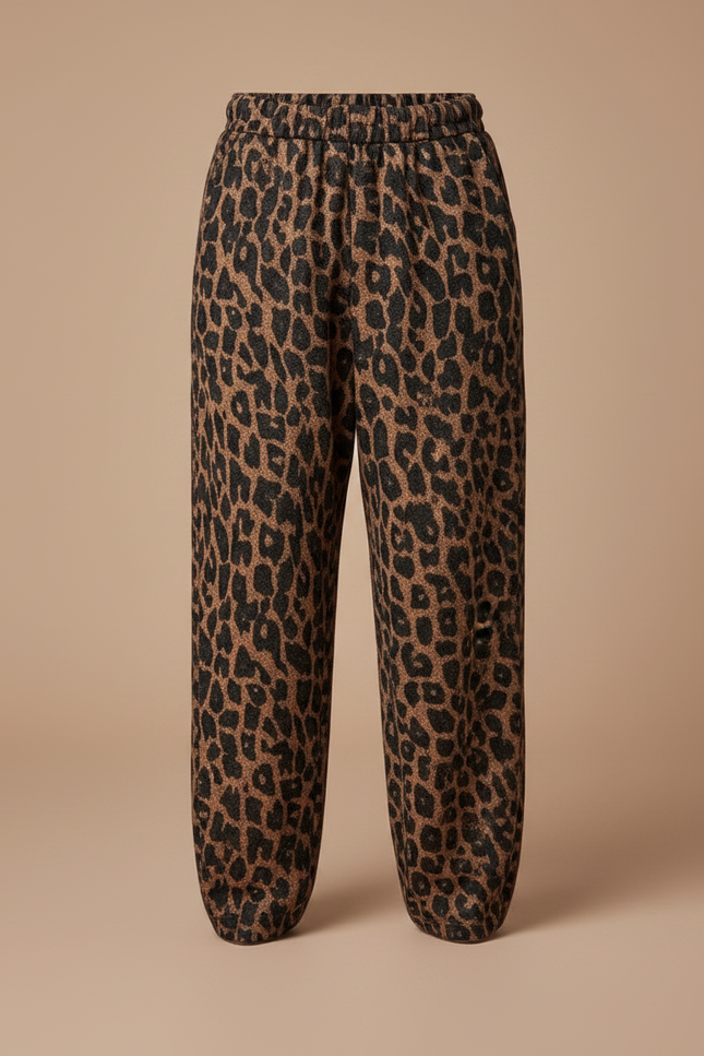 Pantalon Léopard Marron Ample Imprimé Enfant Coton - Molleton - vue 3