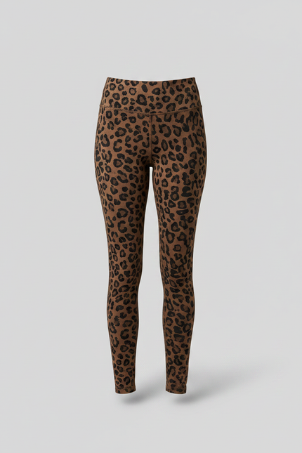 Pantalon Léopard Marron Imprimé Taille Haute Slim Fit - Maille - vue 3