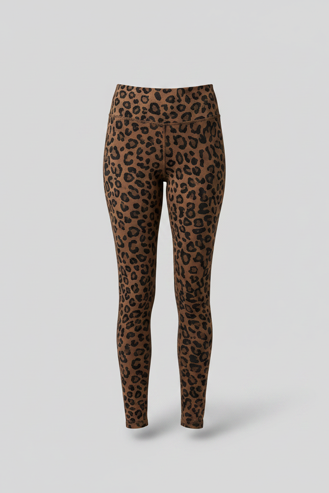 Pantalon Léopard Marron Imprimé Taille Haute Slim Fit - Maille - vue 3