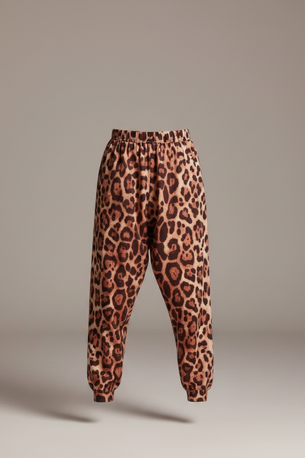 Pantalon Léopard Marron Ample Imprimé Enfant Confortable - Molleton - vue 3