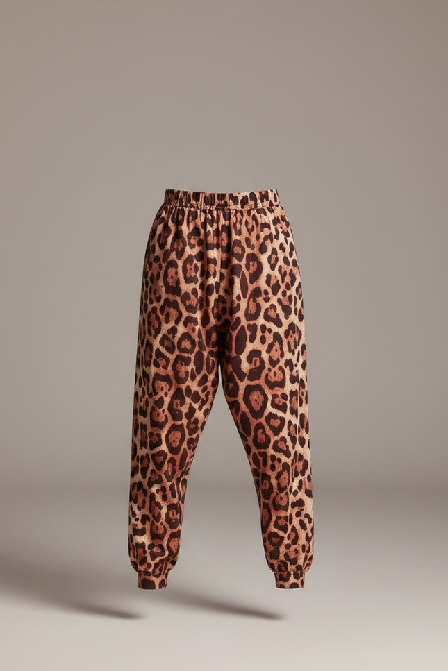 Pantalon Léopard Marron Ample Imprimé Enfant Confortable - Molleton - vue 3